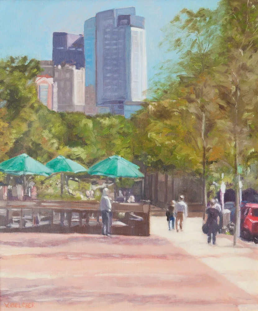Boylston St., oil painting by Valerie Belcher