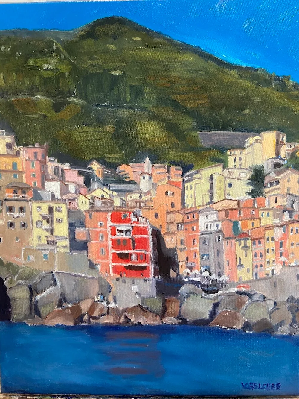 Cinque Terra, oil painting by Valerie Belcher