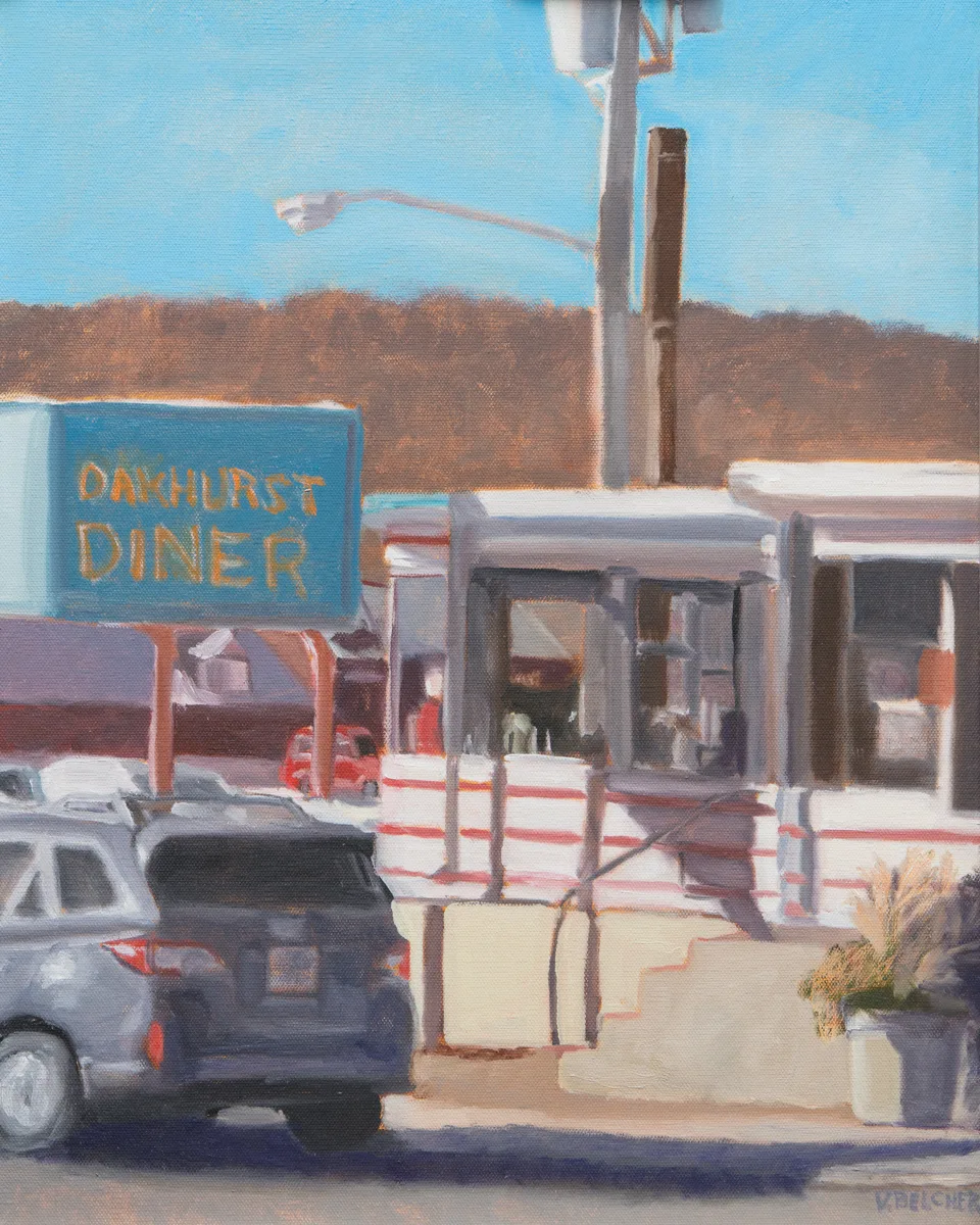 Dinner in the Diner, oil painting by Valerie Belcher