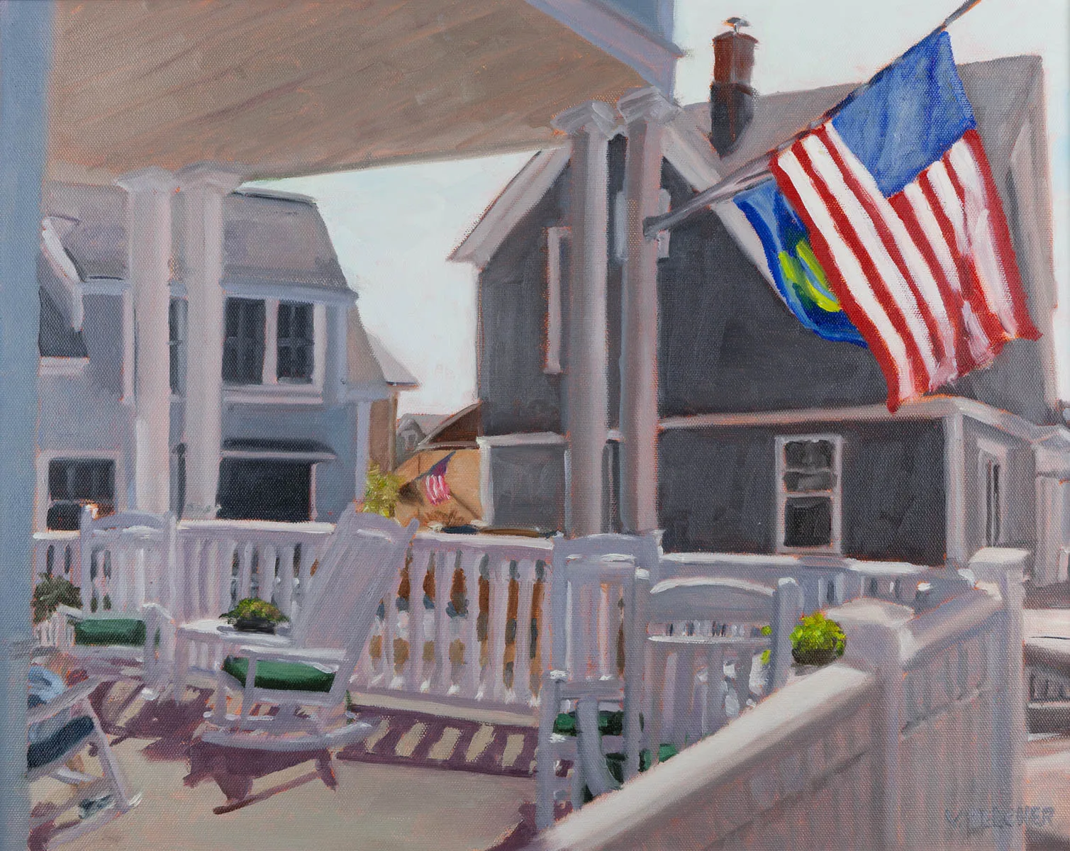 Summer Morning PTown, oil painting by Valerie Belcher