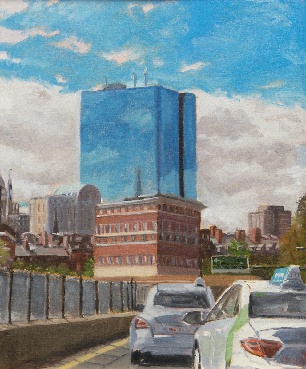 Traffic on Storrow, oil painting by Valerie Belcher